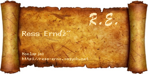 Ress Ernő névjegykártya